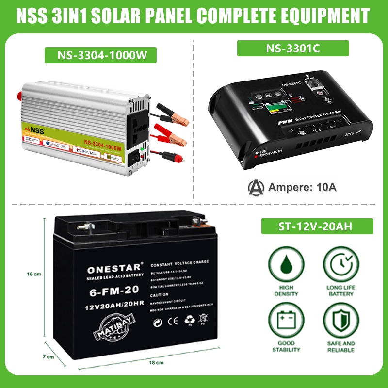 NSS solar set package 12V solar battery solar controller charger ...