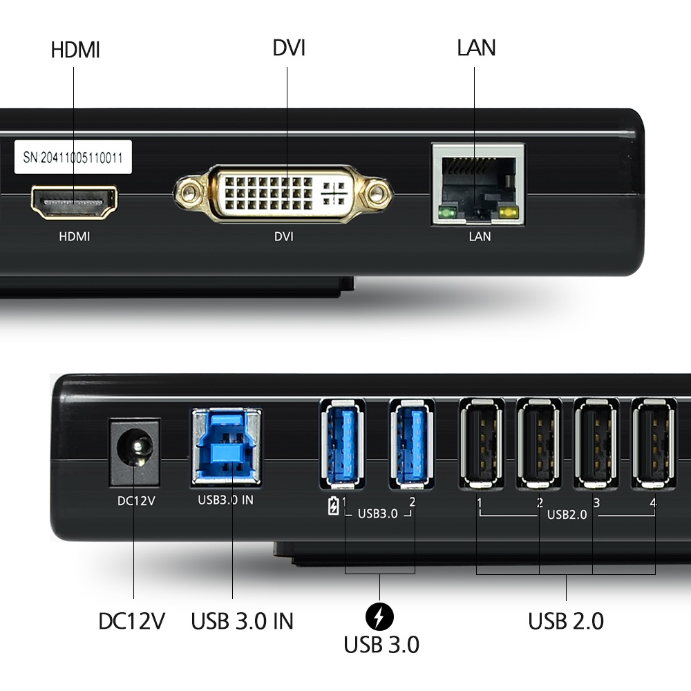 Wavlink Universal Docking Station USB HUB with Displaylink 2K Dual  1080P HD Video Monitor Supports DVI/HDMI/VGA Gigabit Ether USB Ports for 