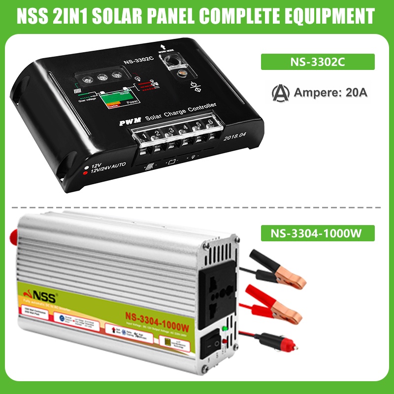 Nss 2 in 1 inverter 12v to 220v heavy duty set solar charge controller ...