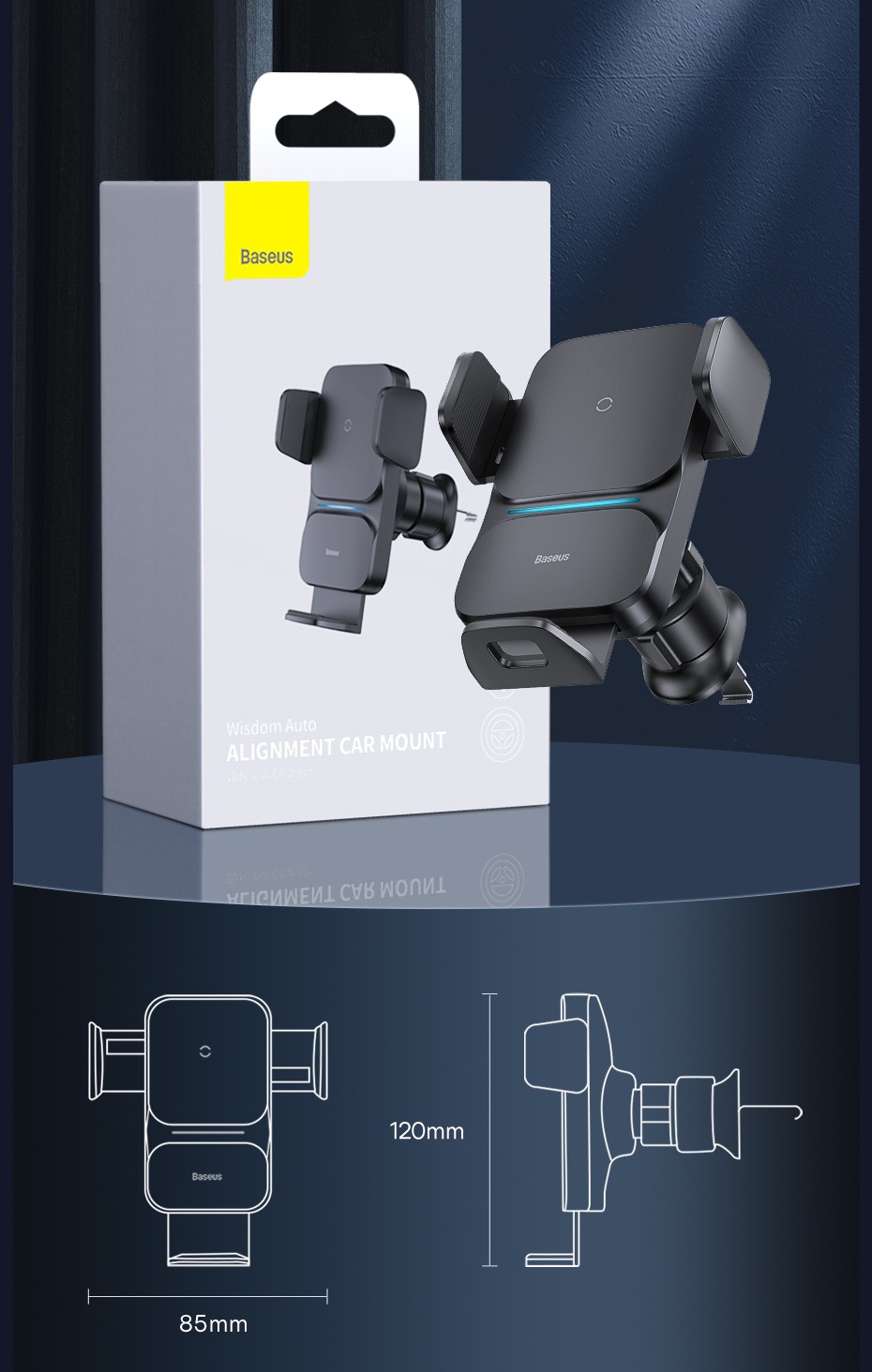 Baseus Wisdom Auto Alignment Car Mount Wireless Charger(QI 15W
