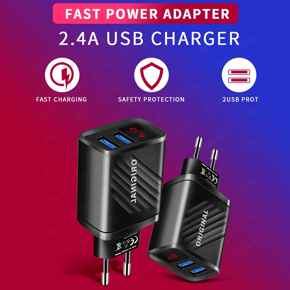 2 Port LED USB Charger Quick Charge 3.0 Fast Charger For i-Phone Micro ...
