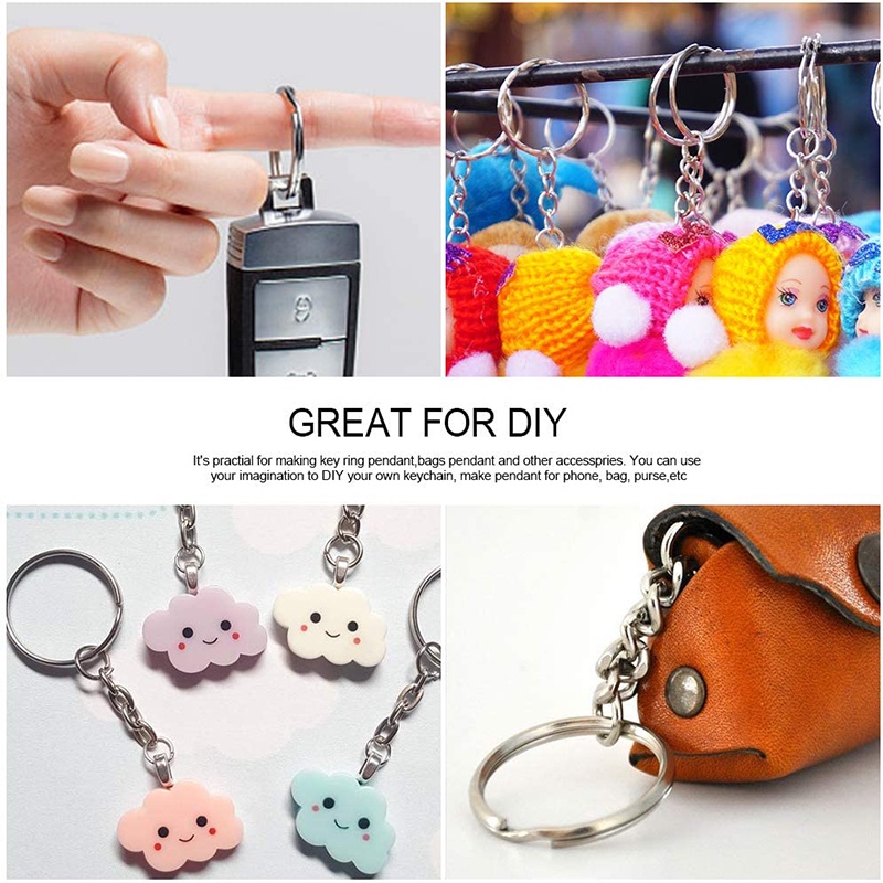 3pcs/lot Metal Keychain Parts Key Chains with Four-links 25mm Open Jump ...