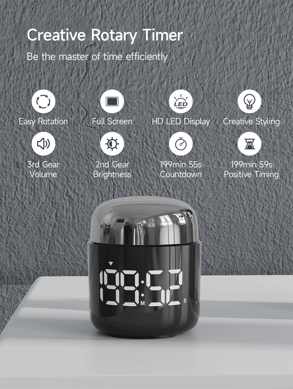 Haptime Rotary Timer with Countdown and Positive Timing HD LED Display ...