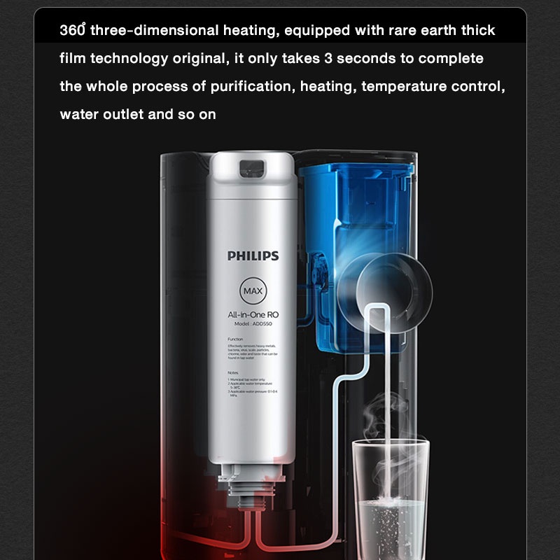 Original) Philips ADD6910 Instant Water Dispenser RO Filter Heating in 3  Seconds Water Dispenser Pure Water Purifier