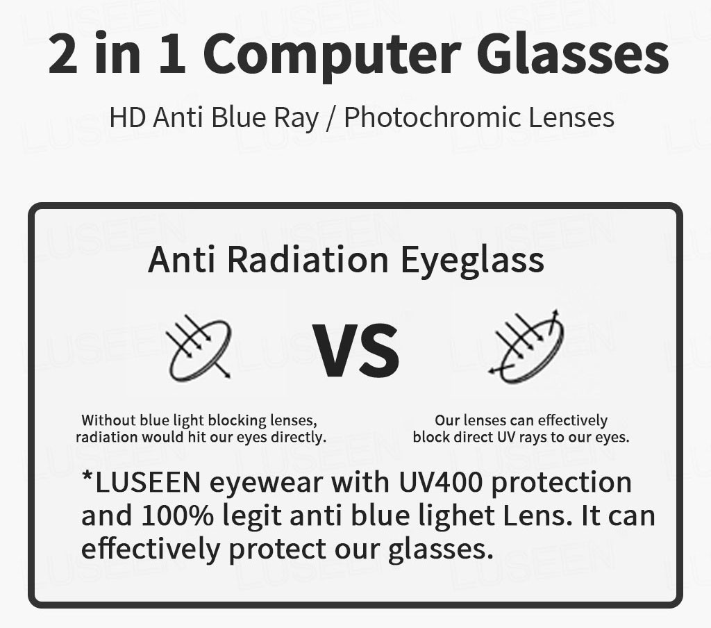 LUSEEN Anti Radiation Eyeglass Photochromic Eye Glasses Anti Rad Eye