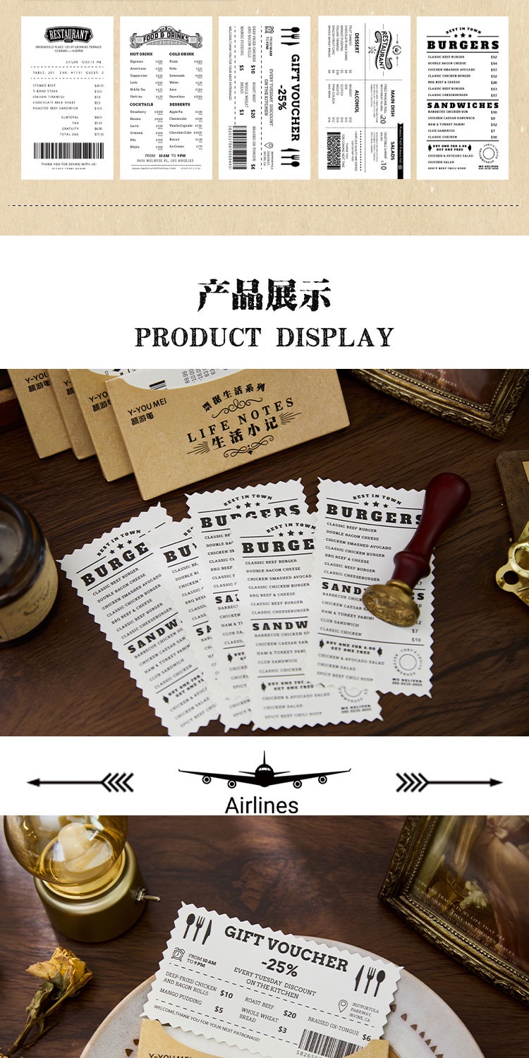 Journamm 50pcs/pack Creative Ticket Materials Paper Decor Junk Journal ...