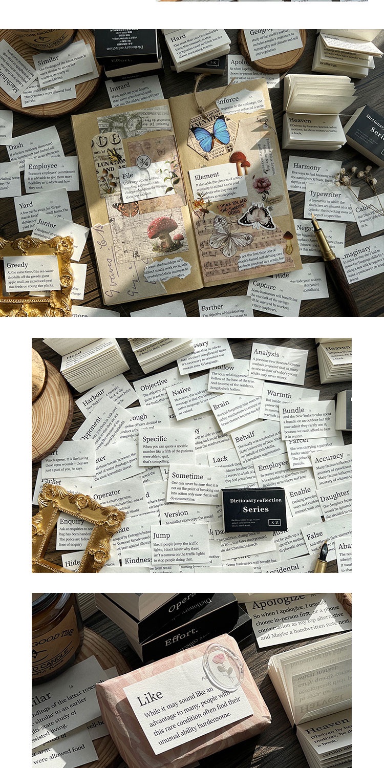 Journamm 100pcs/pack Dictionary Collection Series Materials Paper DIY ...