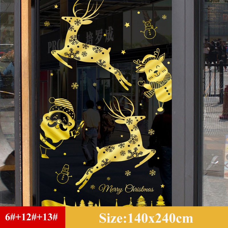Large Gold Glass Sticker For Window Christmas Glass Sticker For Door ...