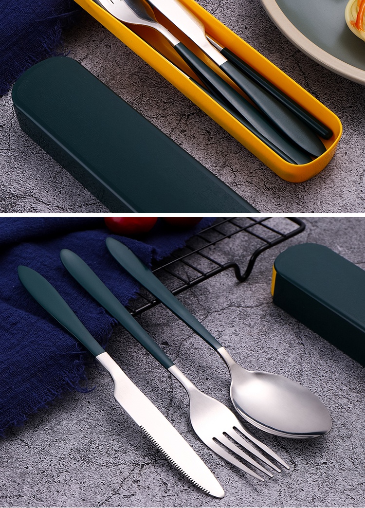 KATELV 4pcs/Set Portable Tableware Utensils Stainless Steel Cutlery Set ...