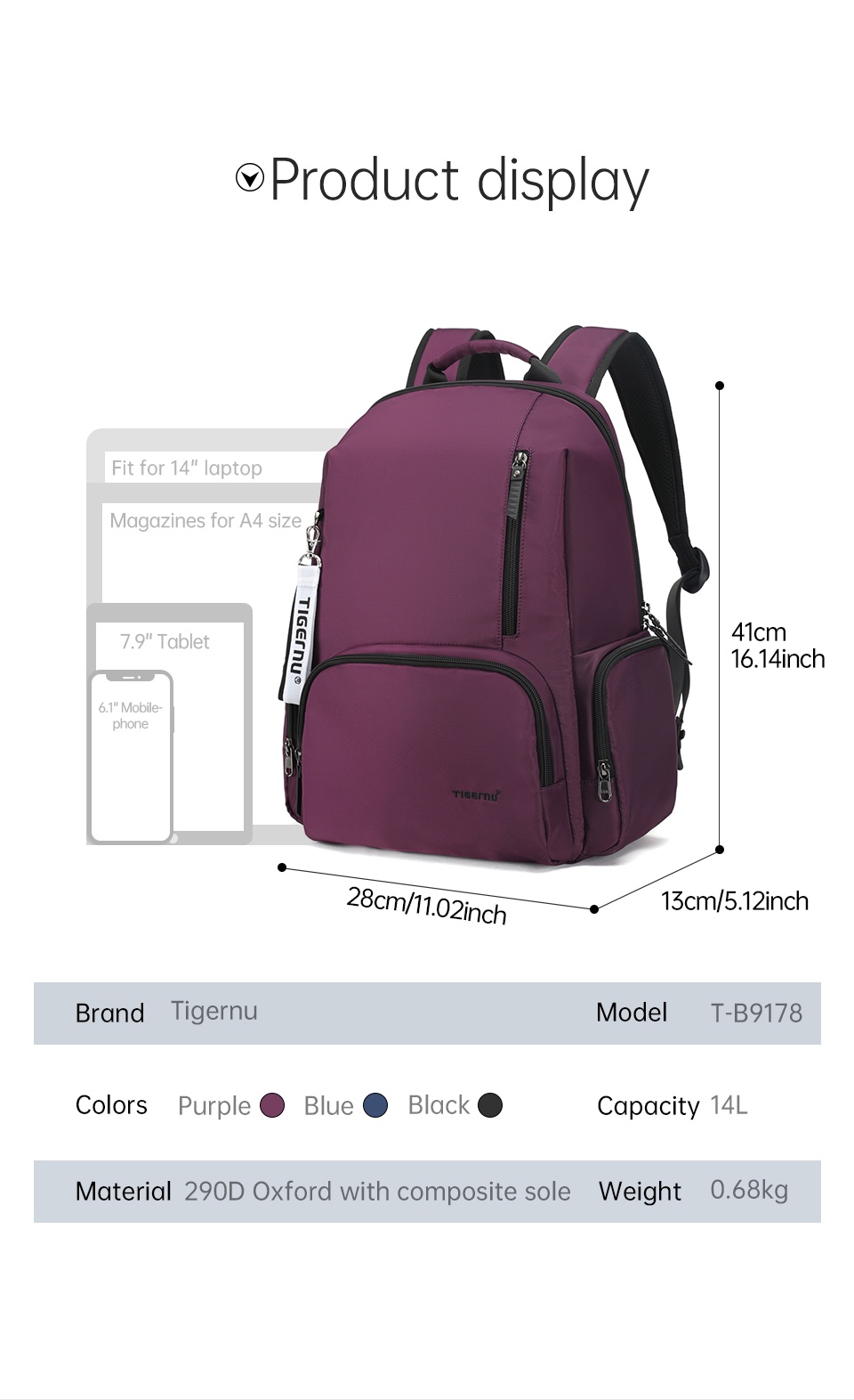 Tigernu T-B9178 14 inch Laptop School Backpack Bag | Shopee Philippines