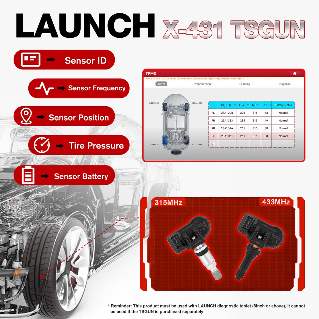2024 LAUNCH New X431 i-TPMS(TS Gun) TPMS Car Tire Pressure Inspection ...