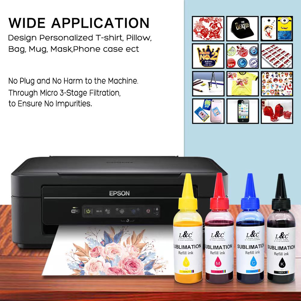 L&C Sublimation Ink 100ML Refill Ink With Needle Gloves Compatible For ...