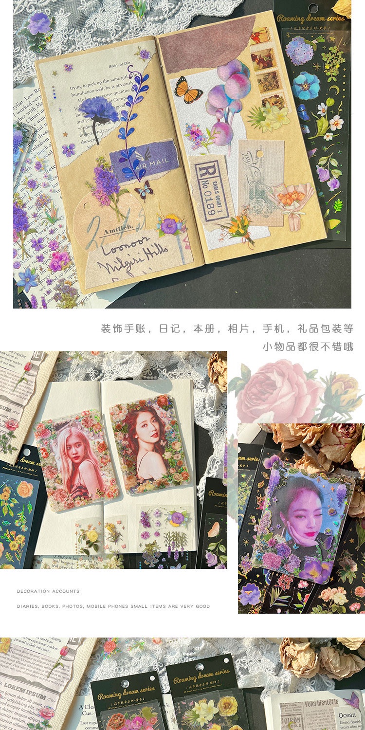 Journamm 3pcs/pack PET Materials Gilding Craft Stickers DIY Cut Collage ...