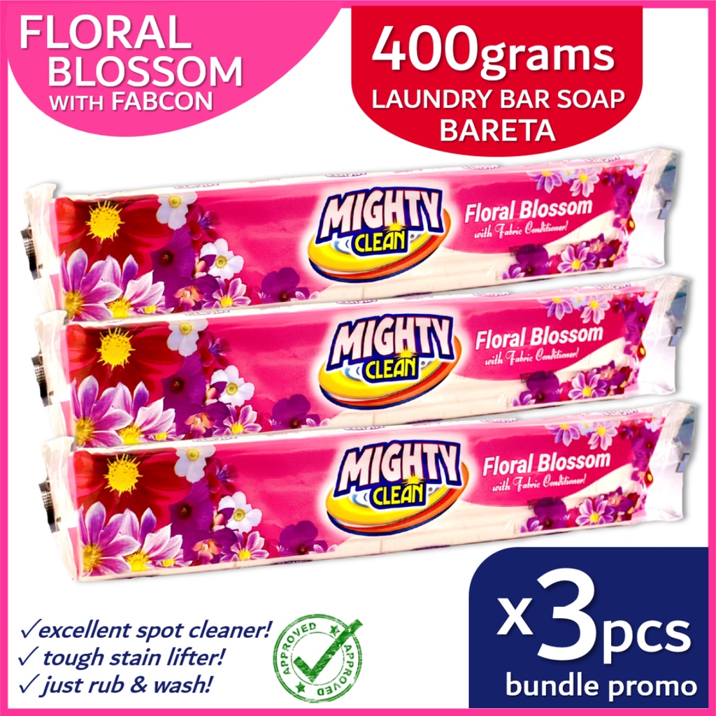 Mighty Clean Laundry Bar Soap Floral Blossom Spot Cleaner w/ FabCon ...