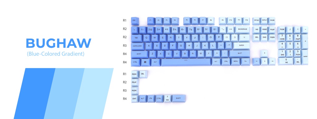 RAKK GRADIENT PBT Keycaps Dye-Sub OEM Profile Blue, Green, or Pink ...