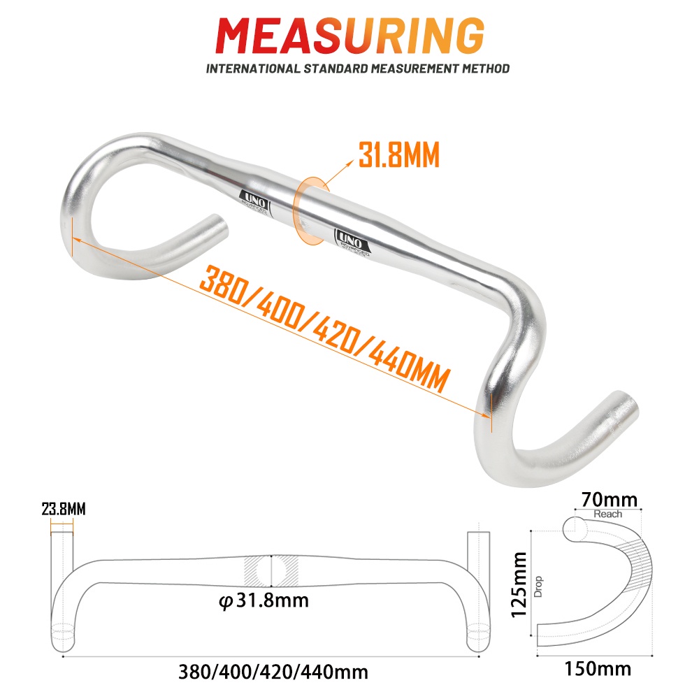 UNO Drop Bar Ultralight Gravel Bike Handlebar 25.4/31.8*360/380/400/420 ...