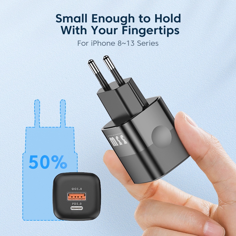 KUULAA GaN 33W USB Type-C Dual Port Fast Charger Phone Tablet