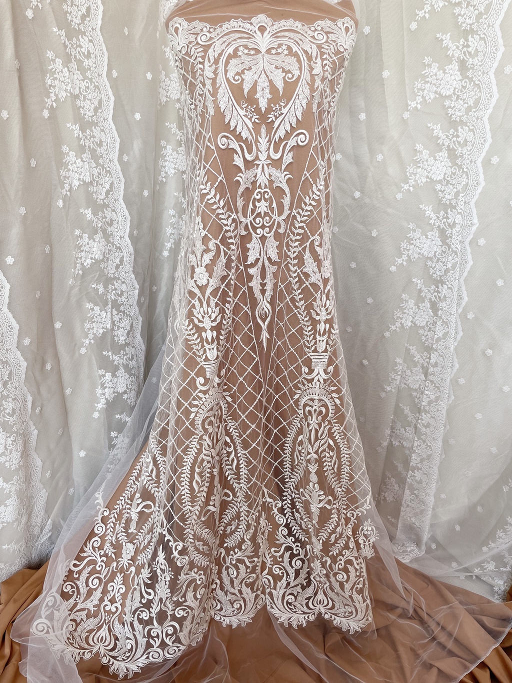 1 Meter Embroidery Lace Fabric Material Patterns for Sewing Wedding ...