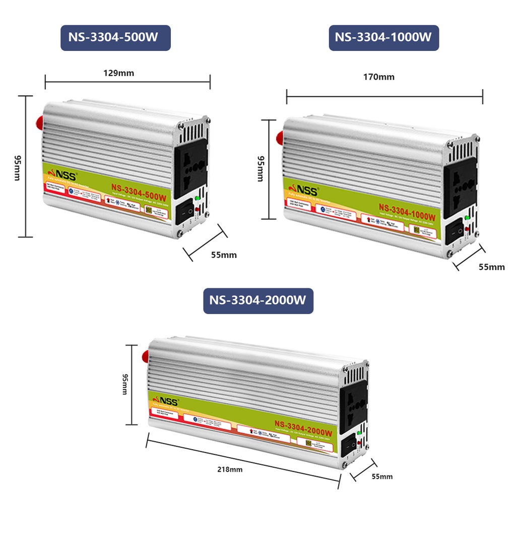 NSS 12V to 220V Inverter 500W/1000W/2000W Inverter DC to AC Car Solar ...