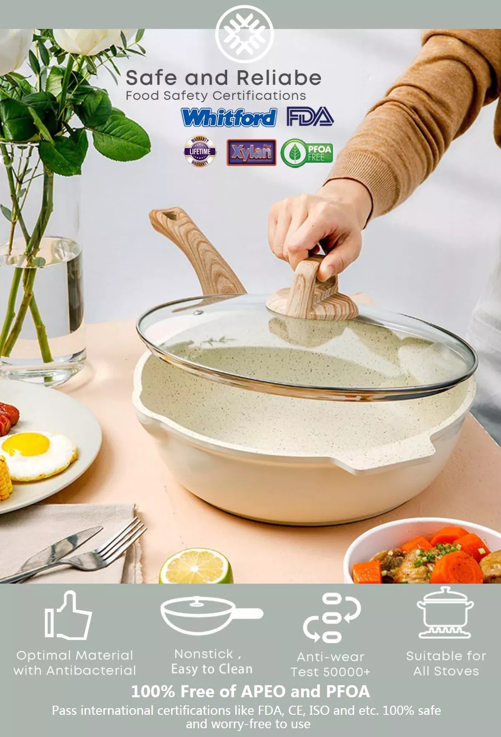 Kitchen Essentials SOWE Flavored Volcanic Rock King Maifan Stone White Pan  Easy to clean and durable 28cm