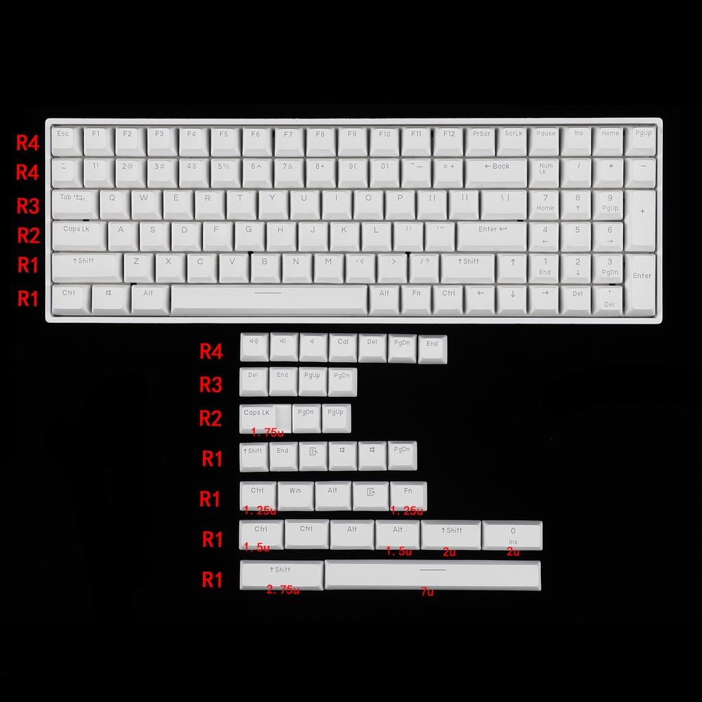 YMDK 133 RSA Ball Shape White Thick PBT Double Shot Shine Through ...