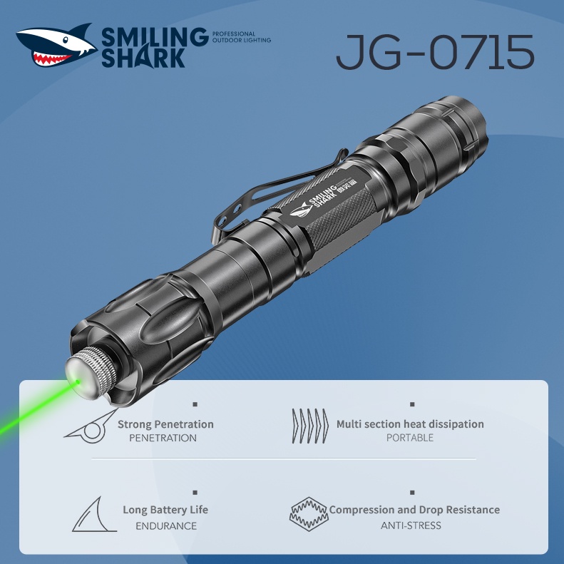 Smiling Shark JG0715 Laser Pointer Pen Green Light 5MW 532NM Powerful ...