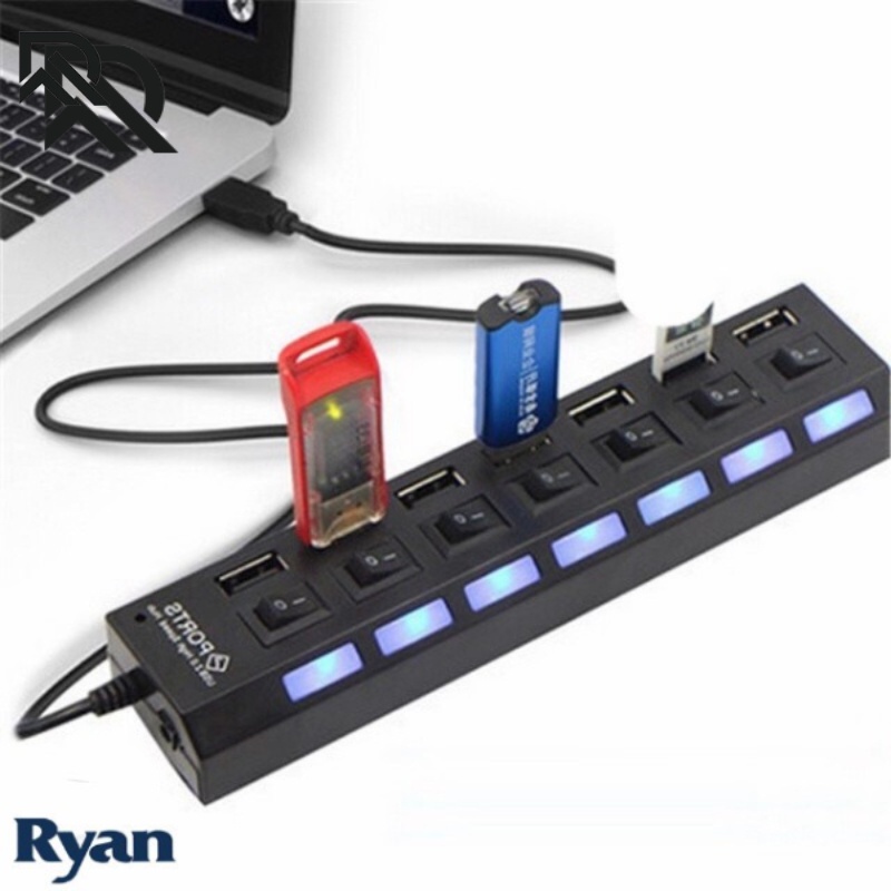 USB Hub 2.0 Multi USB Splitter Hub Use Power Adapter 7 Port Multiple ...