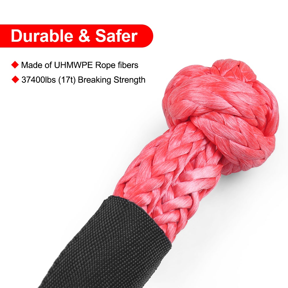 41000lbs Winch Rope Synthetic Soft Shackle+ Winch Snatch Recovery Ring ...