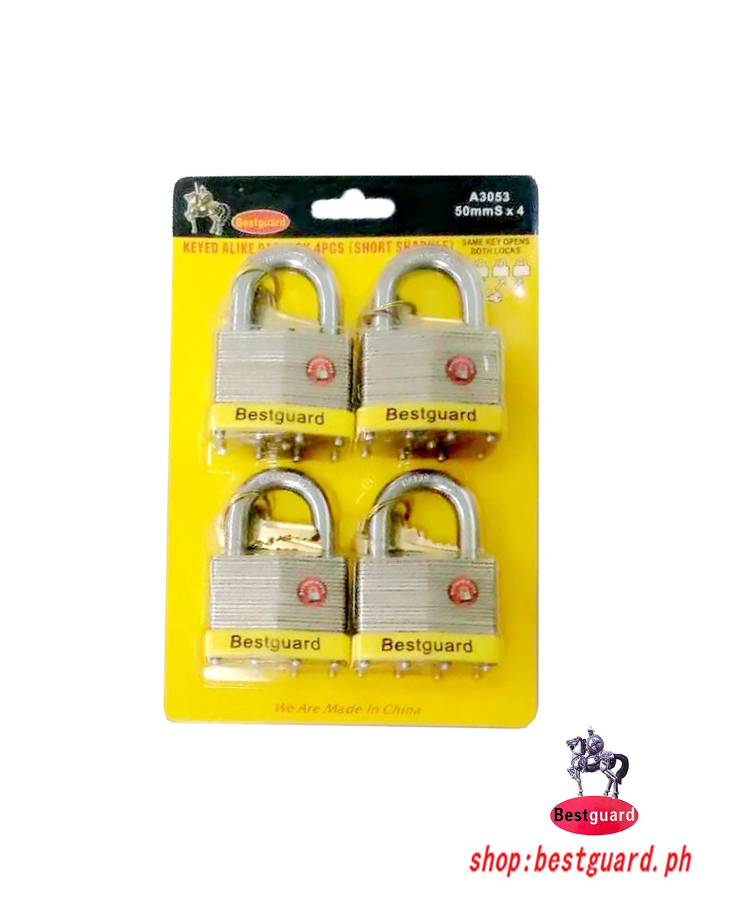 Bestguard A3052 A3053 Keyed Alike Padlock 4PCS (SHORT SHACKLE) 40mm ...