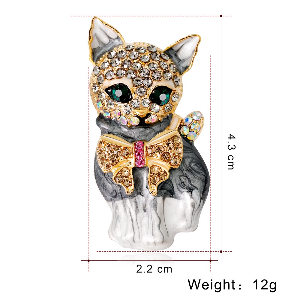 Fashion Oil Dripping Cute Kitten Brooch Rhinestone Cartoon Cat Brooches ...