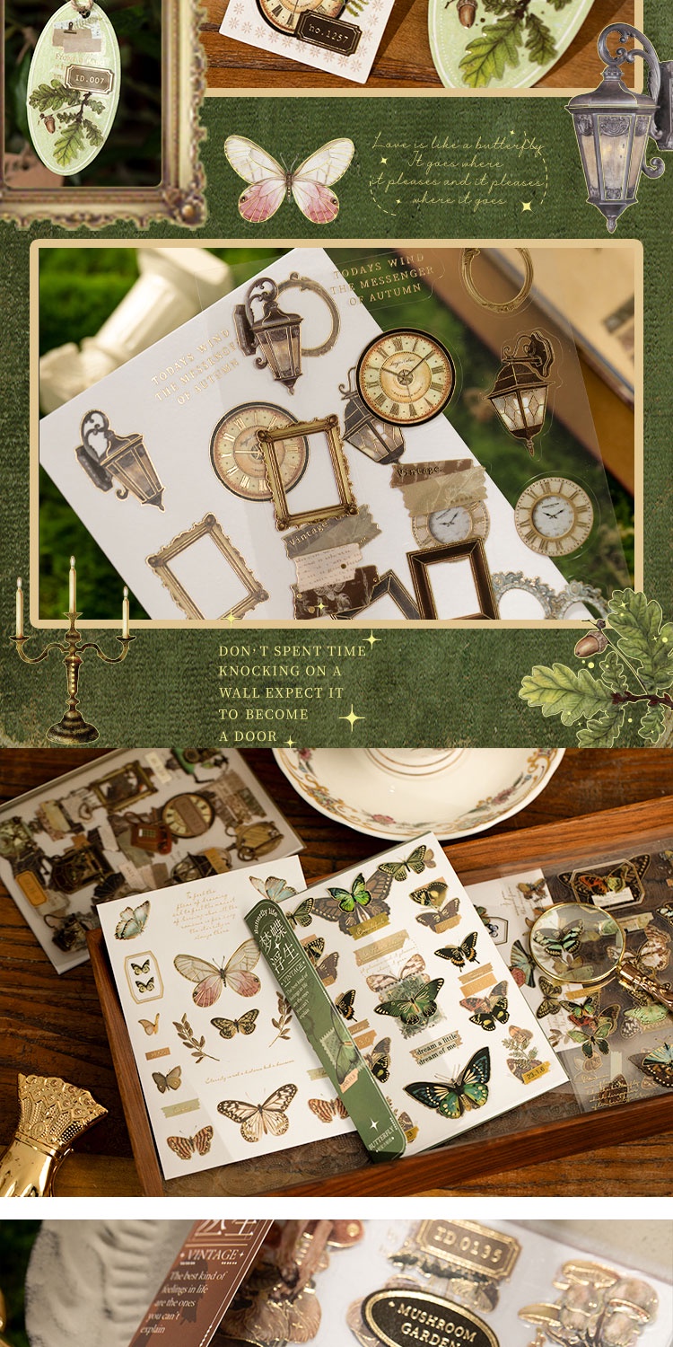 Journamm 8 Sheets/pack Vintage Stickers DIY Scrapbooking Collage Junk ...