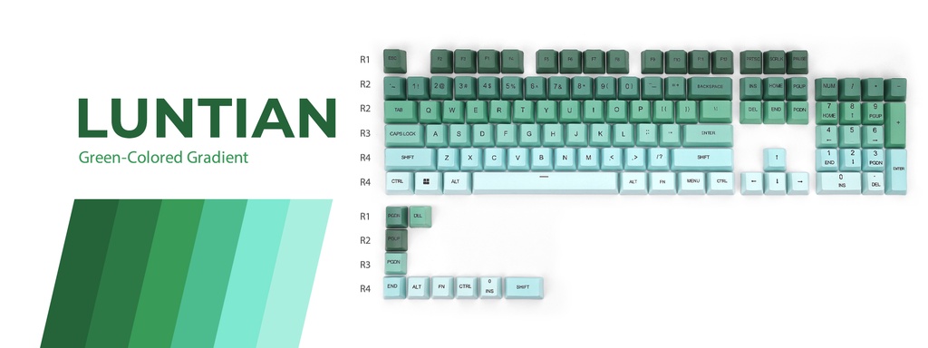 RAKK GRADIENT PBT Keycaps Dye-Sub OEM Profile Blue, Green, or Pink ...
