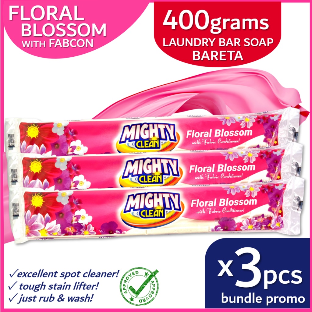 Mighty Clean Laundry Bar Soap Floral Blossom Spot Cleaner w/ FabCon ...