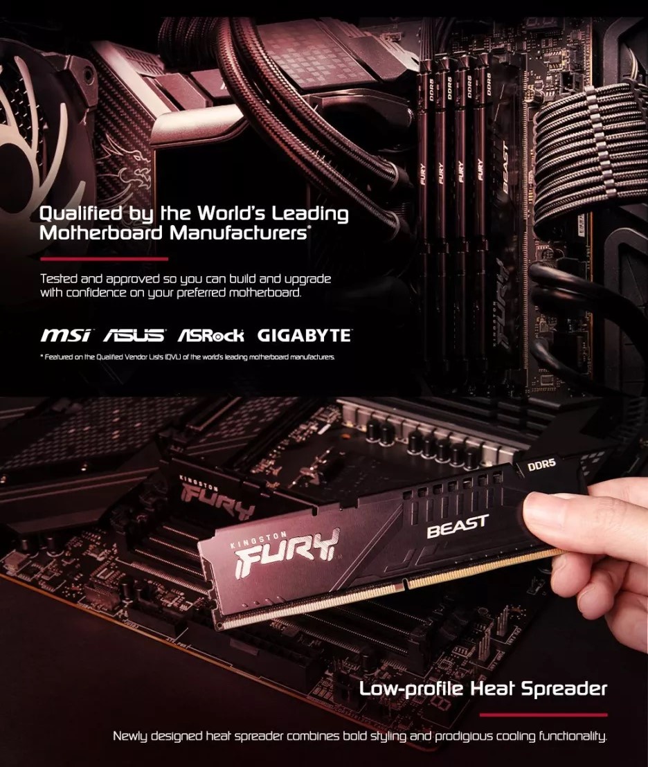 Kingston Fury Beast DDR5 Black 4800/5200/5600/6000 MHz Desktop Gaming ...