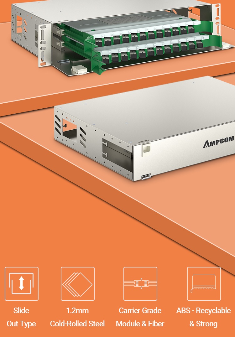 AMPCOM 24-Core ODF Optical Distribution Frame Optic Patch Panel LC SC ...