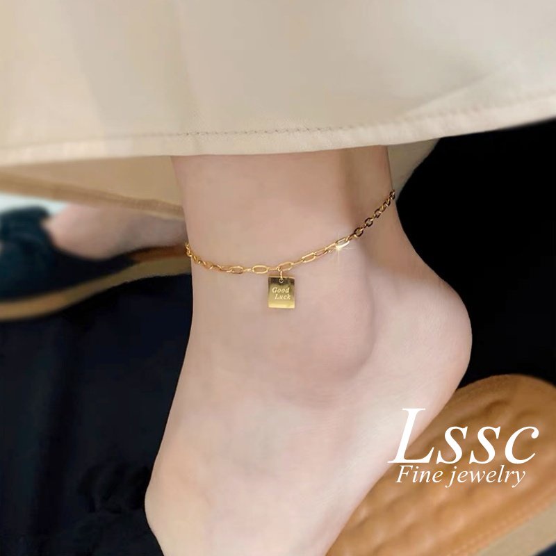 Square Stainless Steel Anklet for Women Non Tarnish Angklet Gold Chain ...