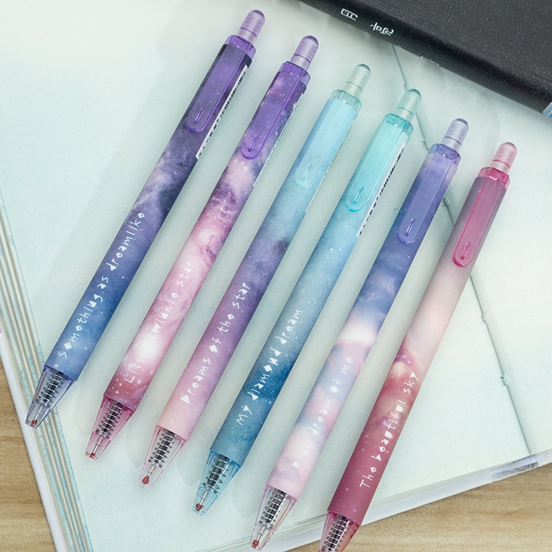 PenLab 6pcs Starry Star Sky Pen Ballpoint 0.5mm Black Ink Pens Galaxy ...