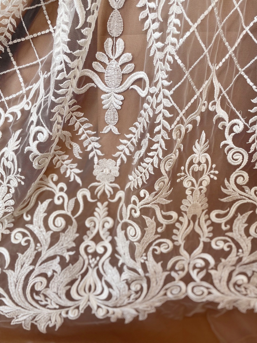 1 Meter Embroidery Lace Fabric Material Patterns for Sewing Wedding ...