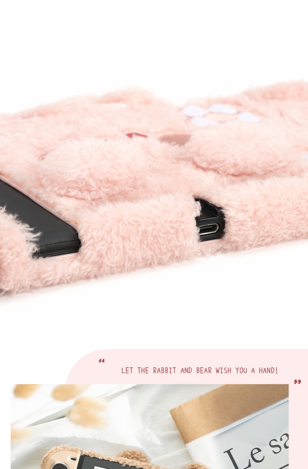 GeekShare Nintendo Switch Protective Case Cute Pink Bear Plush Nintendo ...