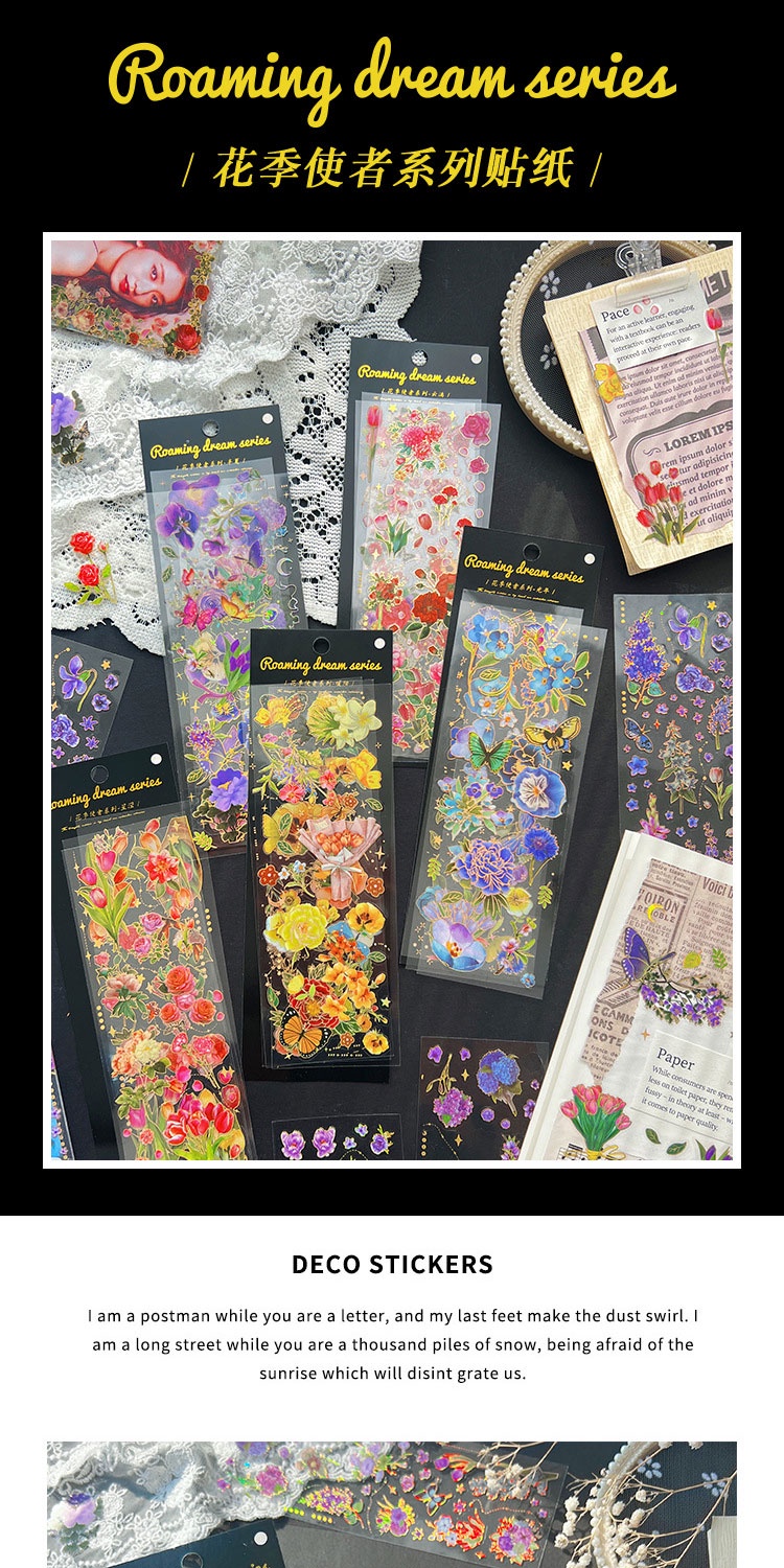Journamm 3pcs/pack PET Materials Gilding Craft Stickers DIY Cut Collage ...