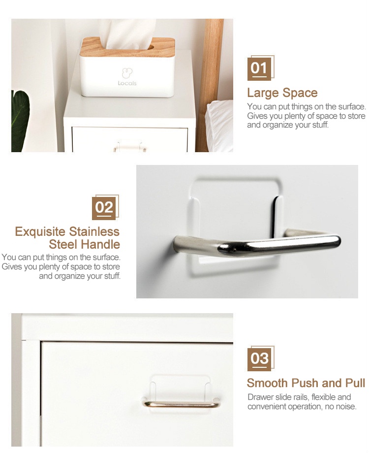 【On Hand】3 Layer Metal Drawer With Lock Steel File Drawer Storage ...