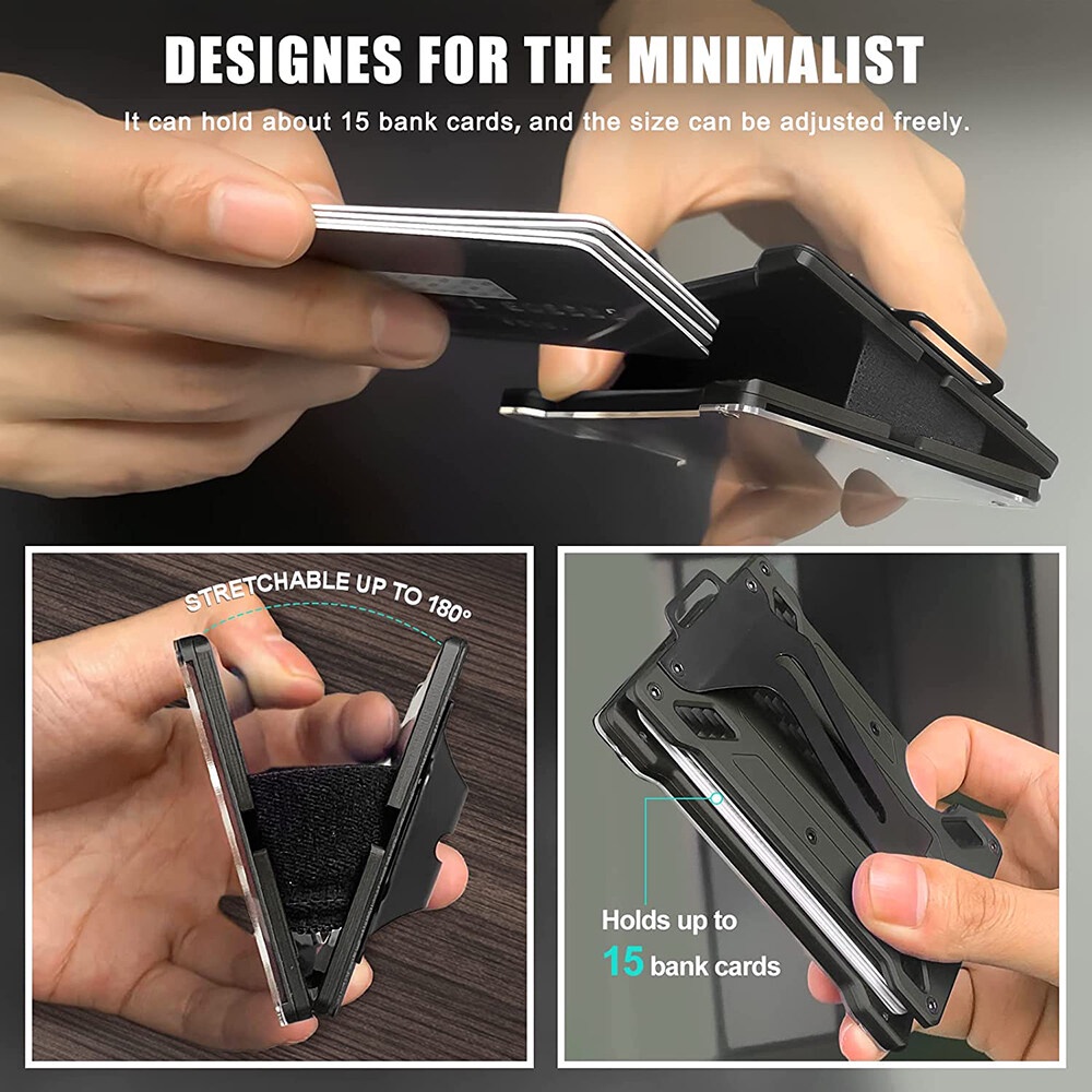 US Mechanical Style Minimalist Wallets for Men Aluminum Credit Card ...