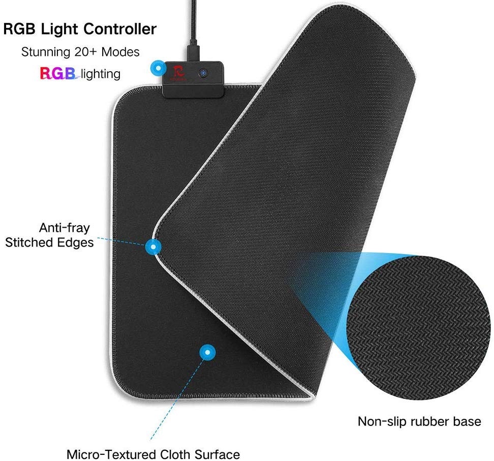 Newly RGB Colorful LED Lighting Gaming Mouse Pad Mat for PC Laptop 35cm ...