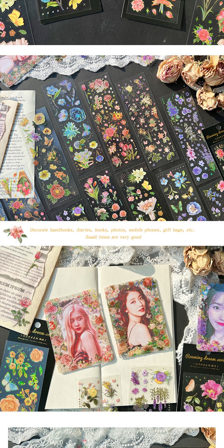 Journamm 3pcs/pack PET Materials Gilding Craft Stickers DIY Cut Collage ...