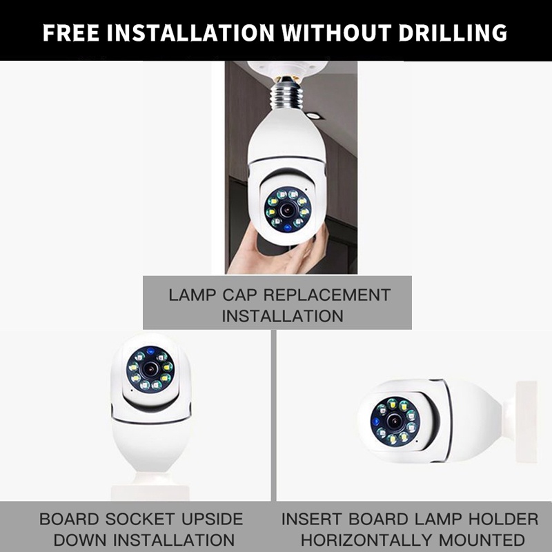 1080P E27 Bulb Surveillance Camera Night Vision Full Color Automatic ...
