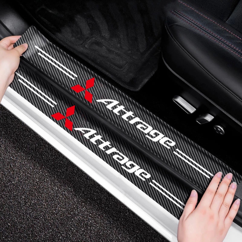 Xpert Tech 4PCS Carbon Fiber Vinyl Door Sill Protectors – Anti Scratch Decal Stickers, Black KK Finish