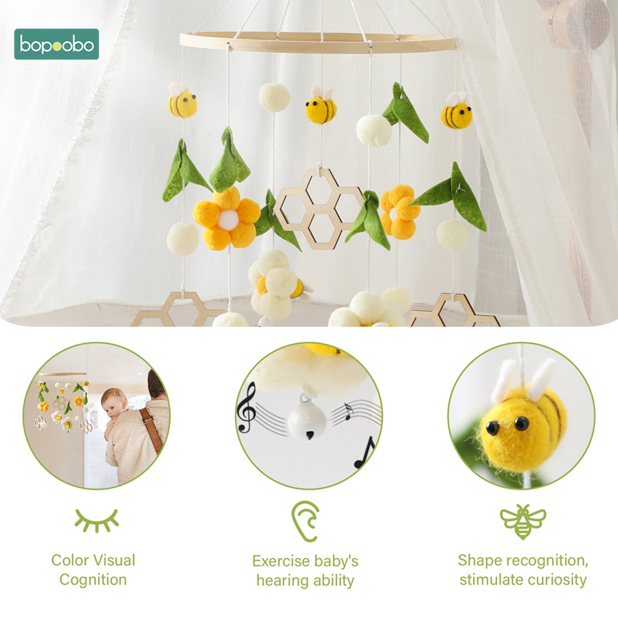 1 set of baby cell phone rattles toy Bee Flower bedbell baby toys 0-12 ...