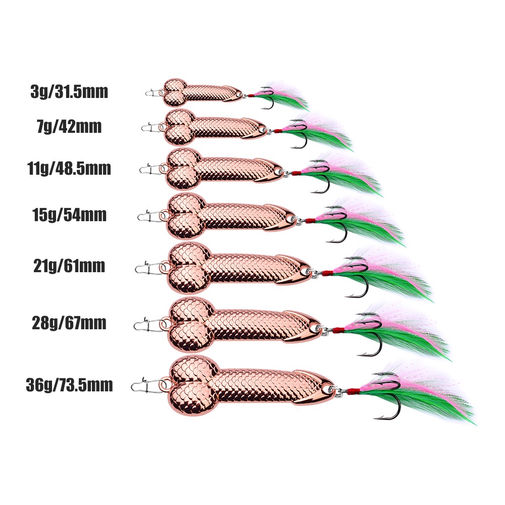 Fisherman Metal Spoon Penis Sequins Vibrating Fishing Hard Bait Artificial  Bass Lure 3g 7g 11g 15g