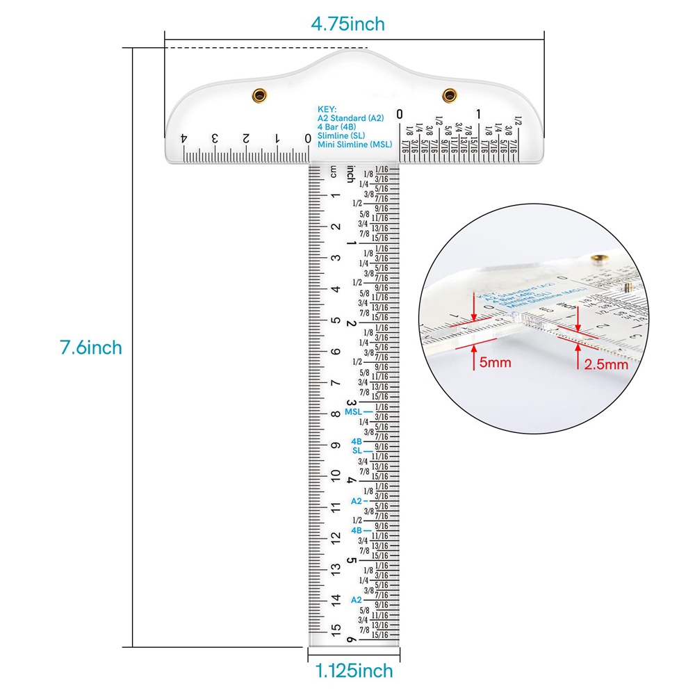 6 Inches Acrylic Clear T-Square Ruler For Easy Reference While Crafting ...