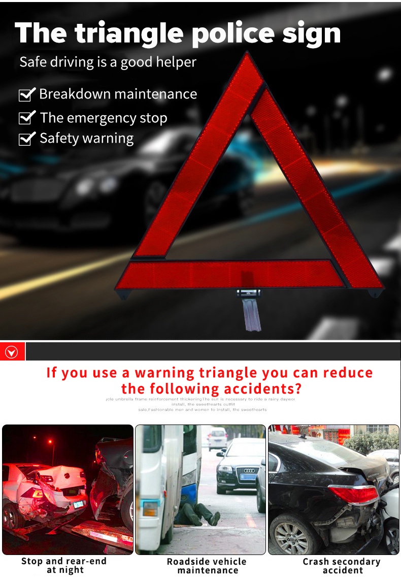 Car Mounted Plastic Reflective Warning Sign Parking Safety Triangle Pvc ...